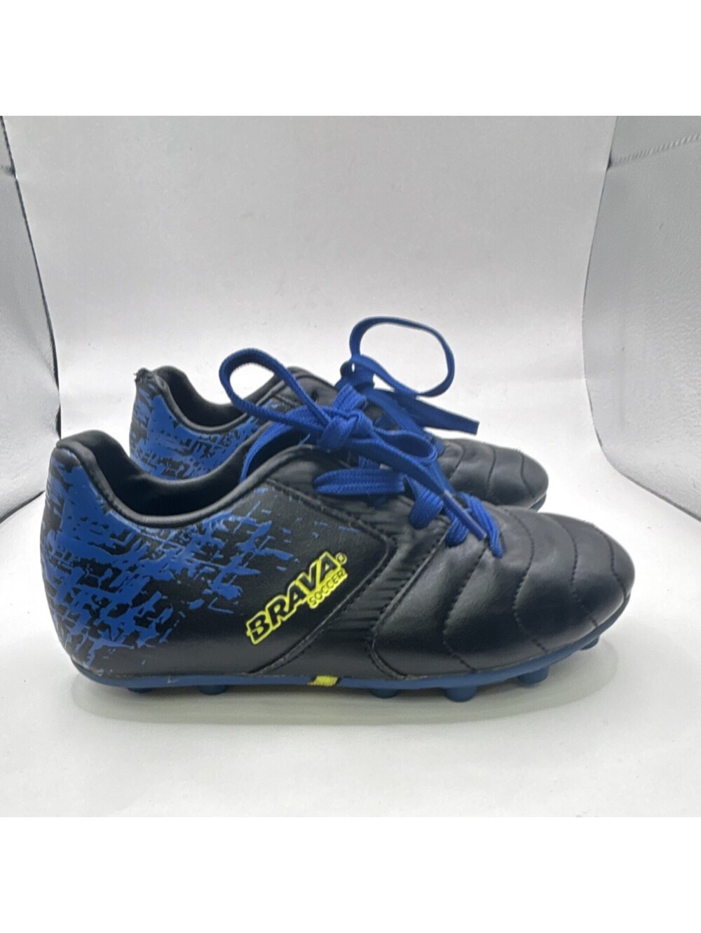 Brava Soccer Cleats Black and Blue with Blue Laces